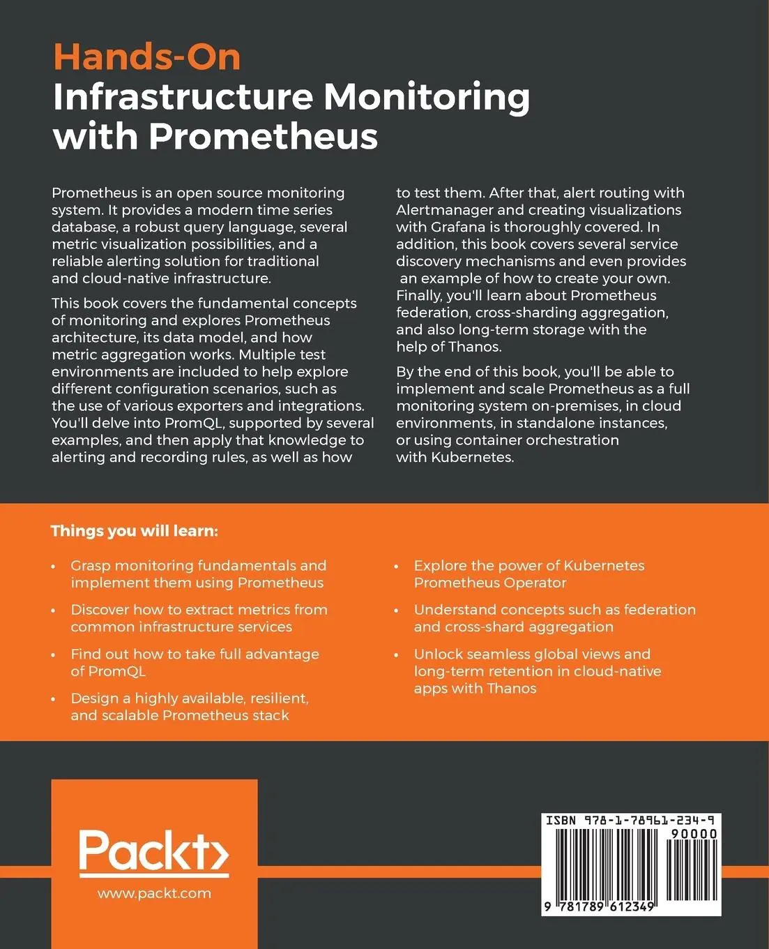 Rückseite: 9781789612349 | Hands-On Infrastructure Monitoring with Prometheus | Bastos (u. a.)