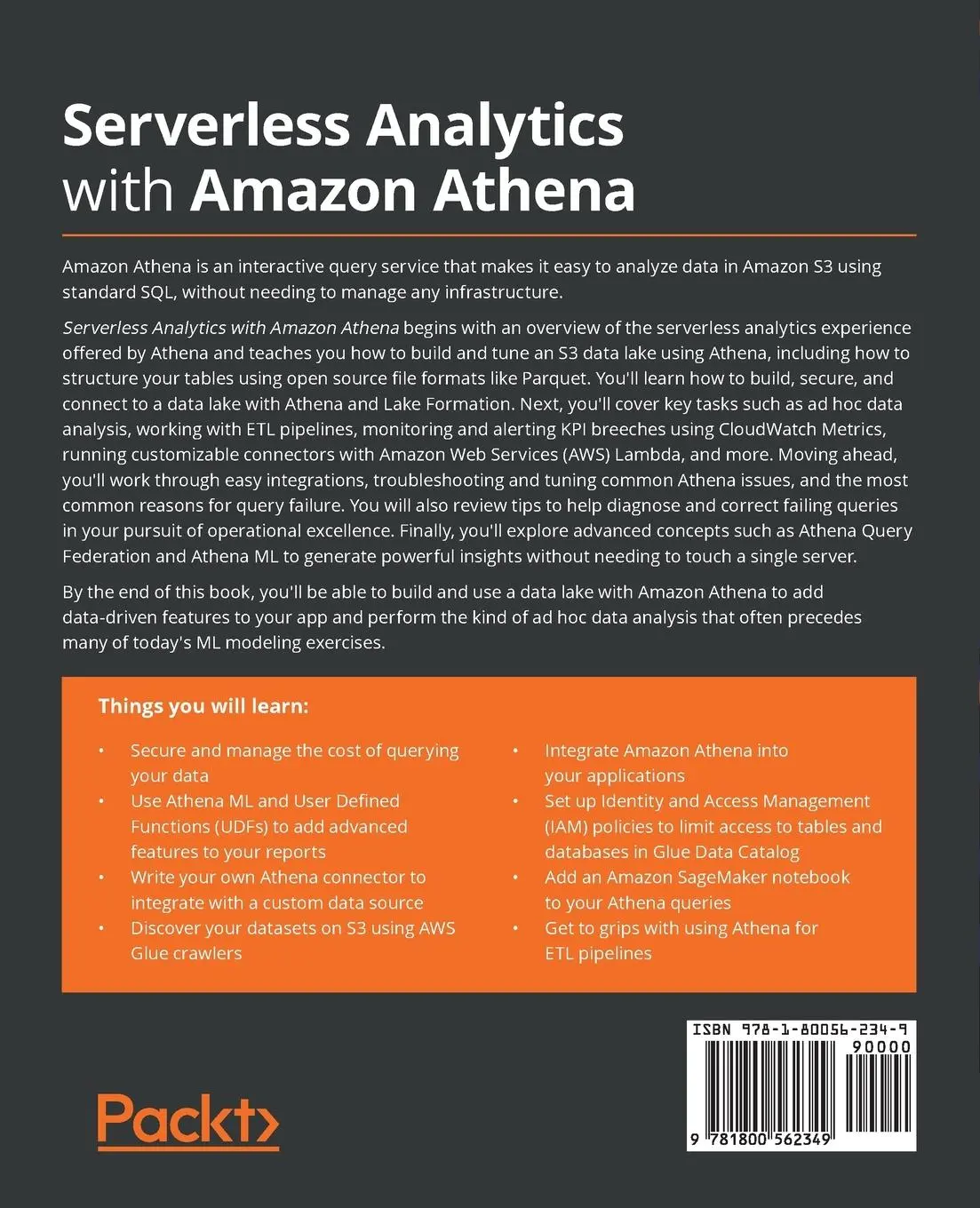 Rückseite: 9781800562349 | Serverless Analytics with Amazon Athena | Anthony Virtuoso (u. a.)