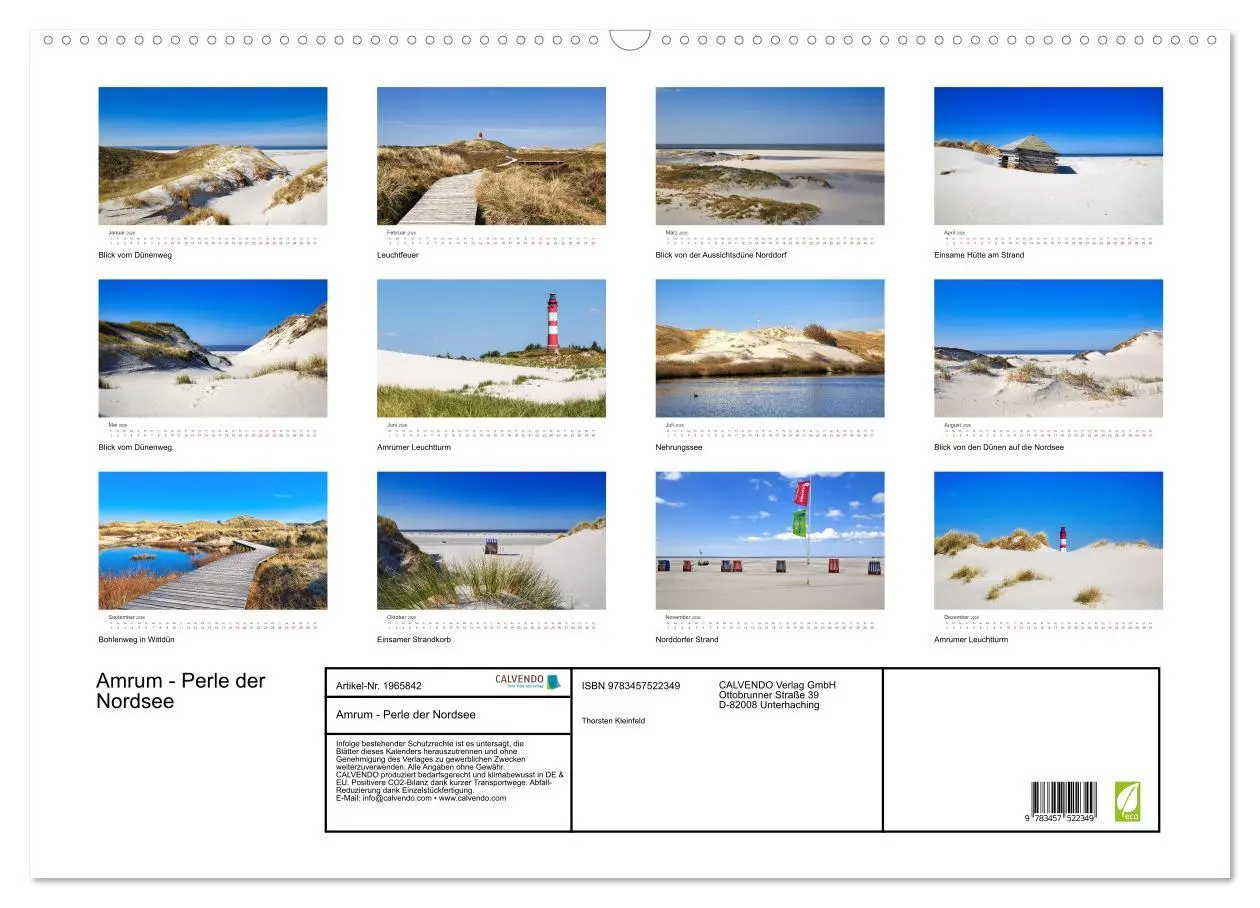 Bild: 9783457522349 | Amrum - Perle der Nordsee (Wandkalender 2026 DIN A2 quer), CALVENDO...