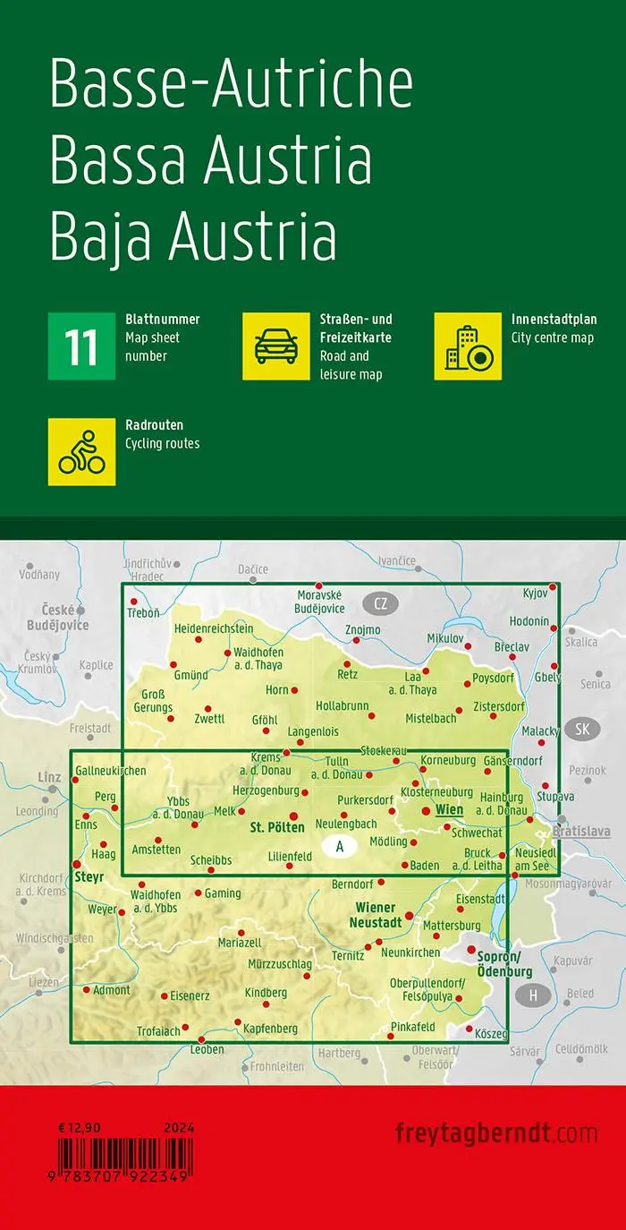 Rückseite: 9783707922349 | Niederösterreich, Straßen- und Freizeitkarte 1:150.000, freytag &amp;...