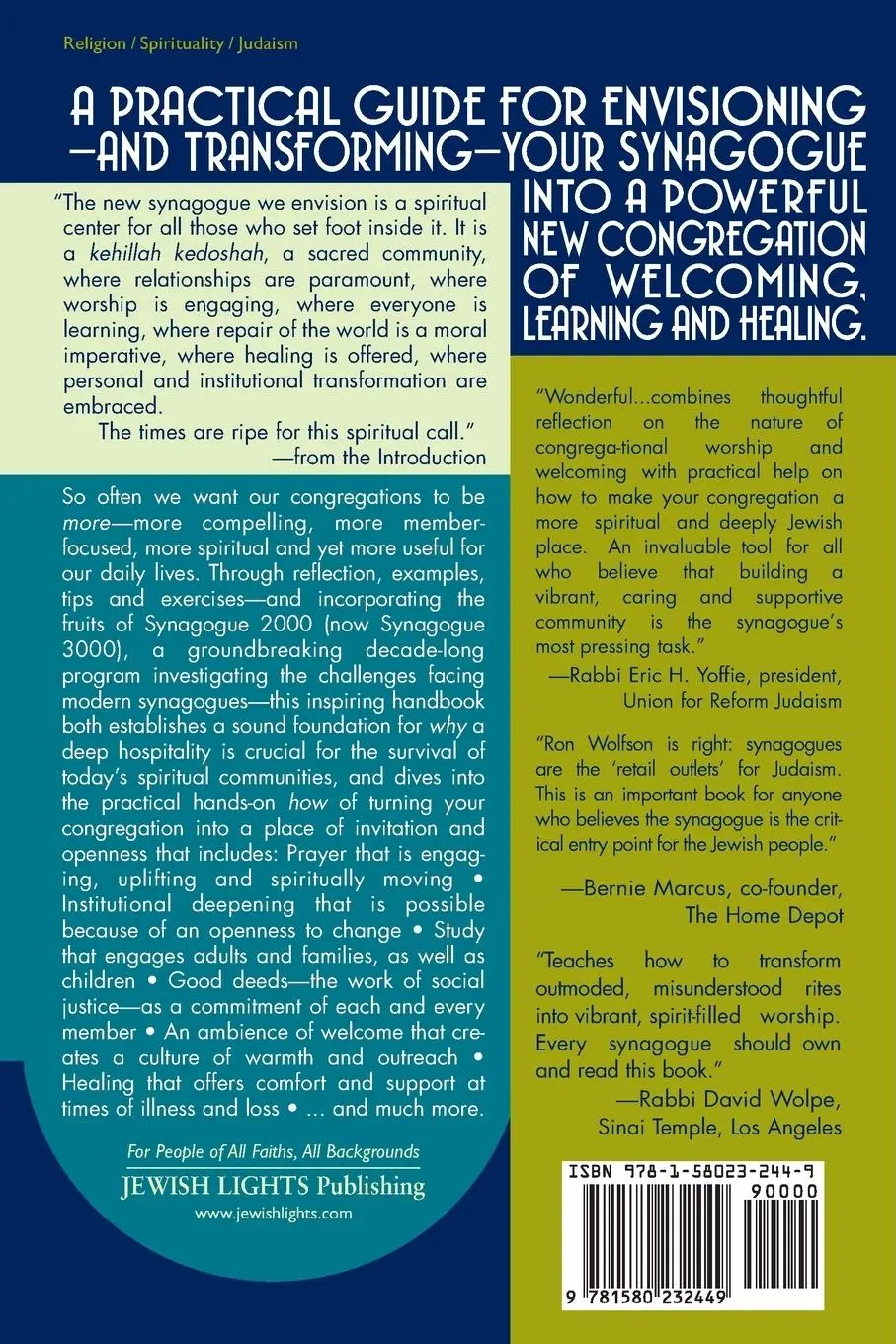 Rückseite: 9781580232449 | The Spirituality of Welcoming | Ron Wolfson | Taschenbuch | Englisch