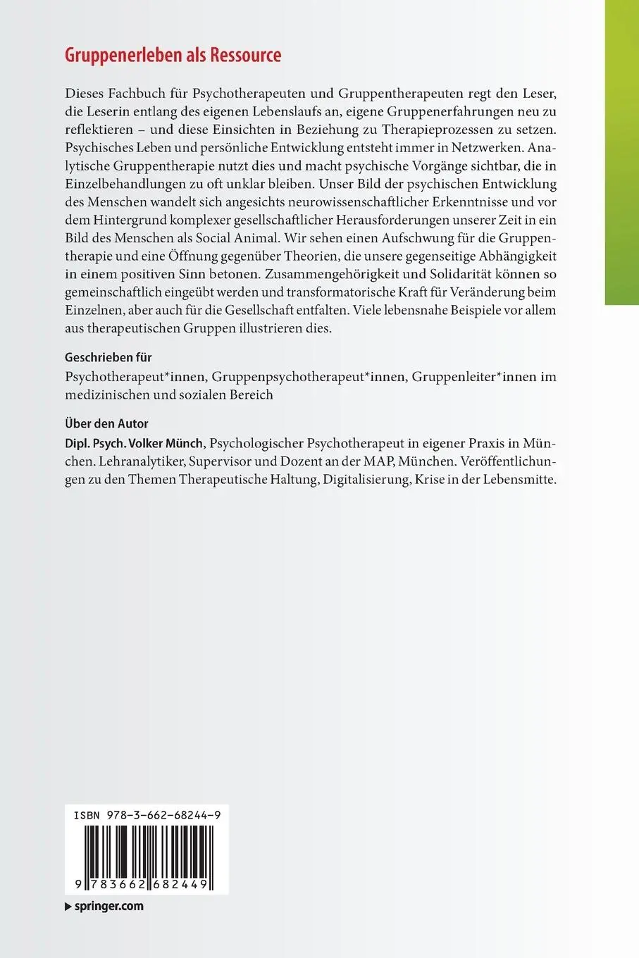 Rückseite: 9783662682449 | Gruppenerleben als Ressource | Volker Münch | Taschenbuch | xiii