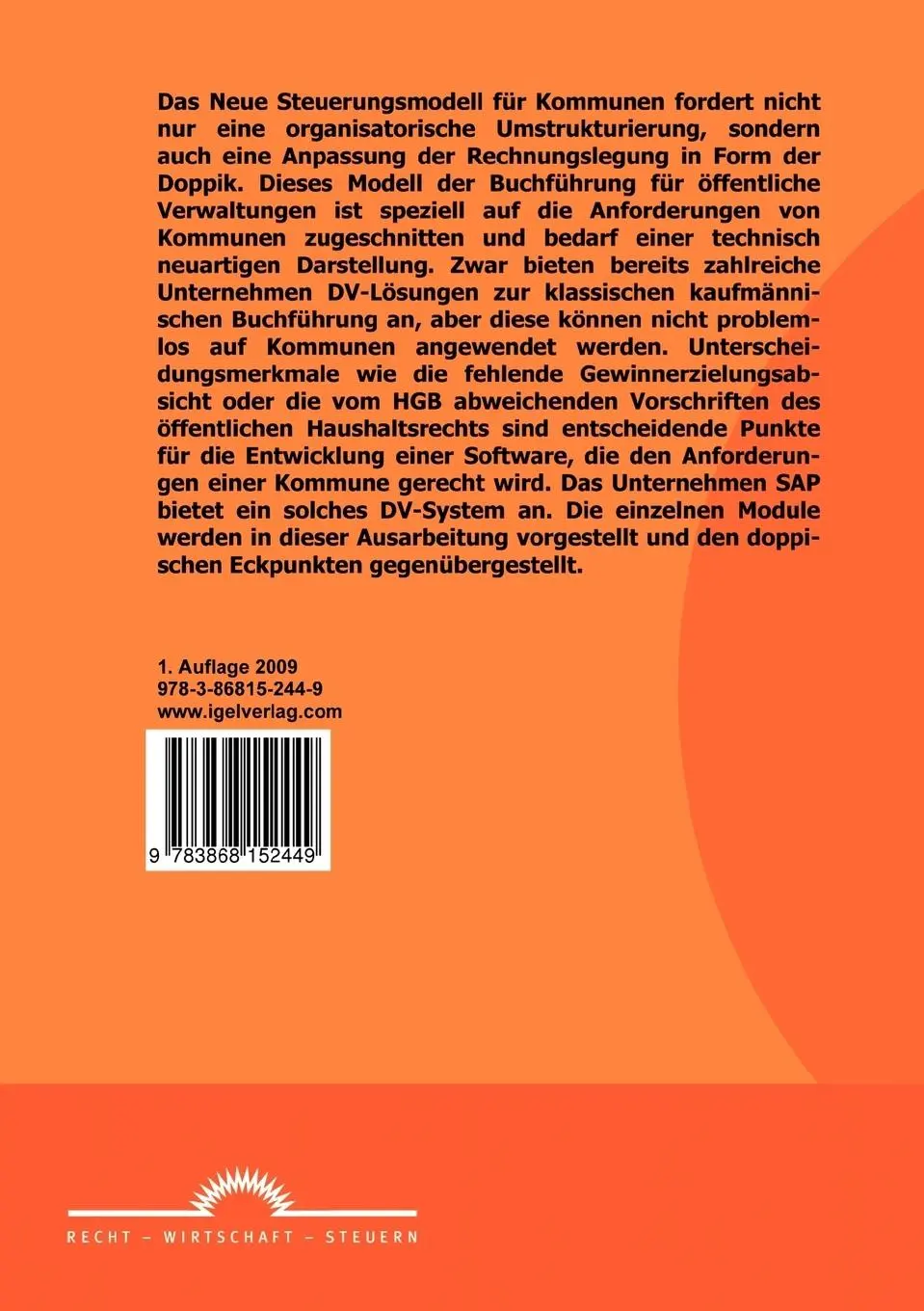 Rückseite: 9783868152449 | Die kommunale Doppik mit SAP | Natalie Mai | Taschenbuch | 76 S.