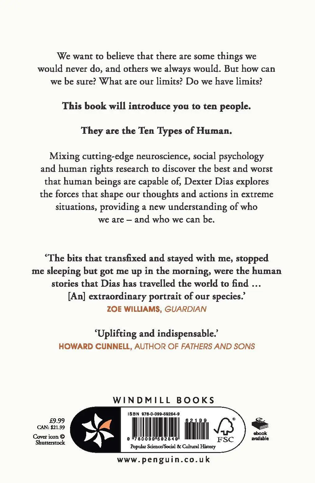 Rückseite: 9780099592549 | The Ten Types of Human | Who We Are and Who We Can Be | Dexter Dias