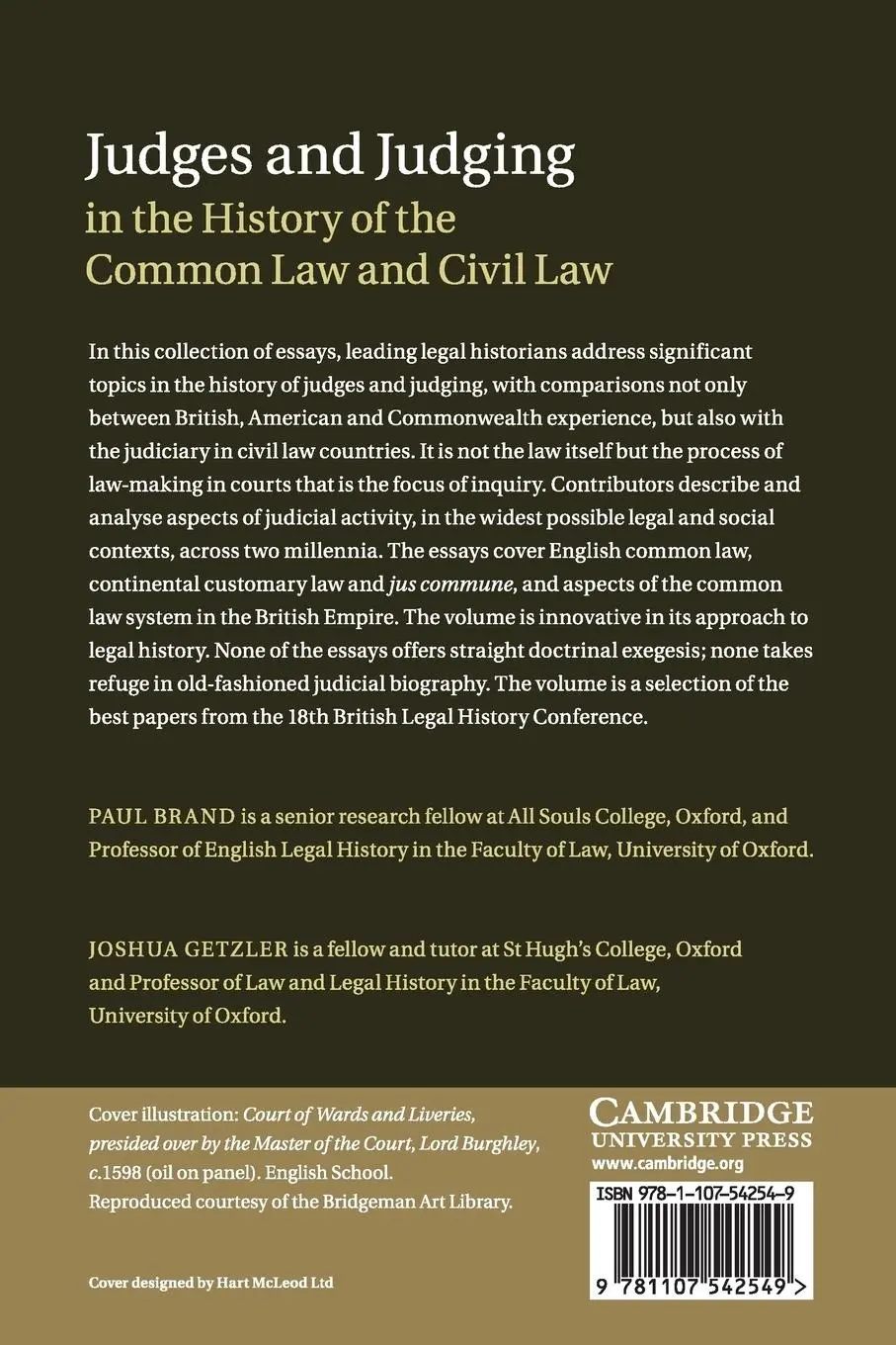 Rückseite: 9781107542549 | Judges and Judging in the History of the Common Law and Civil Law
