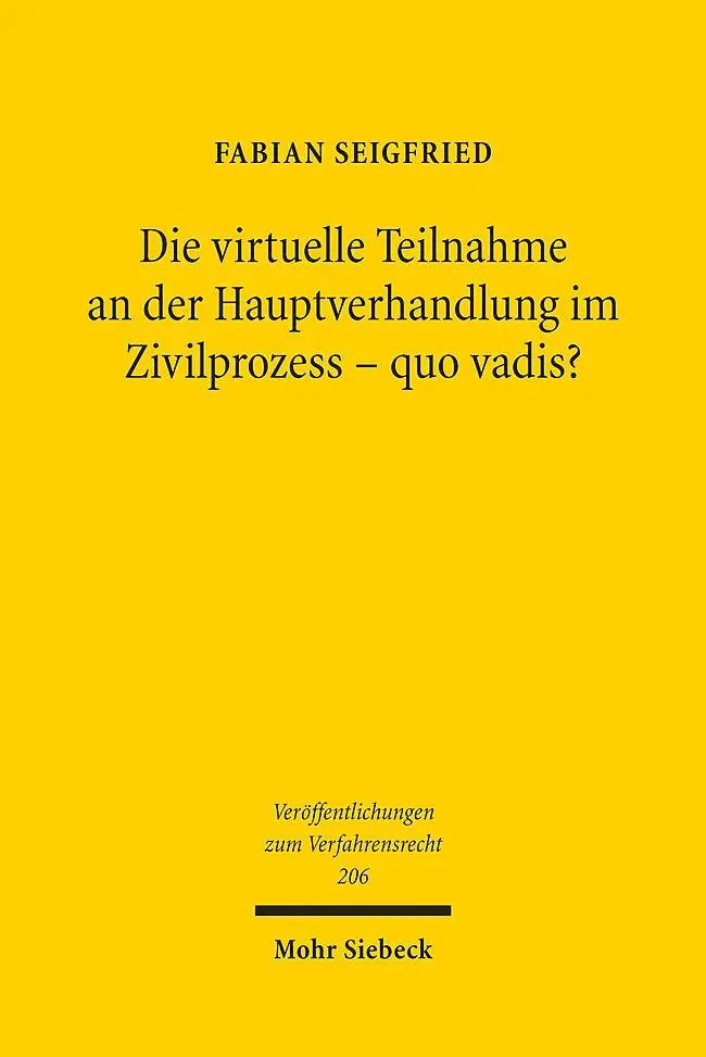 Cover: 9783161632549 | Die virtuelle Teilnahme an der Hauptverhandlung im Zivilprozess -...
