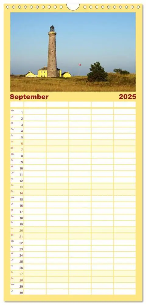 Bild: 9783457122549 | Familienplaner 2025 - Leuchttürme PUR mit 5 Spalten (Wandkalender,...