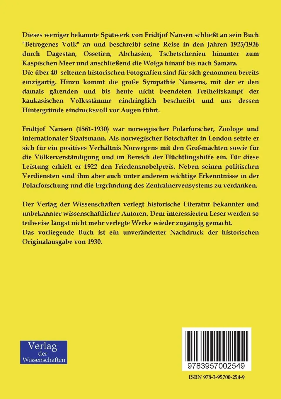 Rückseite: 9783957002549 | Durch den Kaukasus zur Wolga | Fridtjof Nansen | Taschenbuch | 208 S.