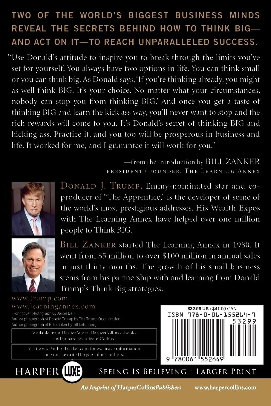 Rückseite: 9780061552649 | Think BIG and Kick Ass in Business and Life LP | Donald J. Trump