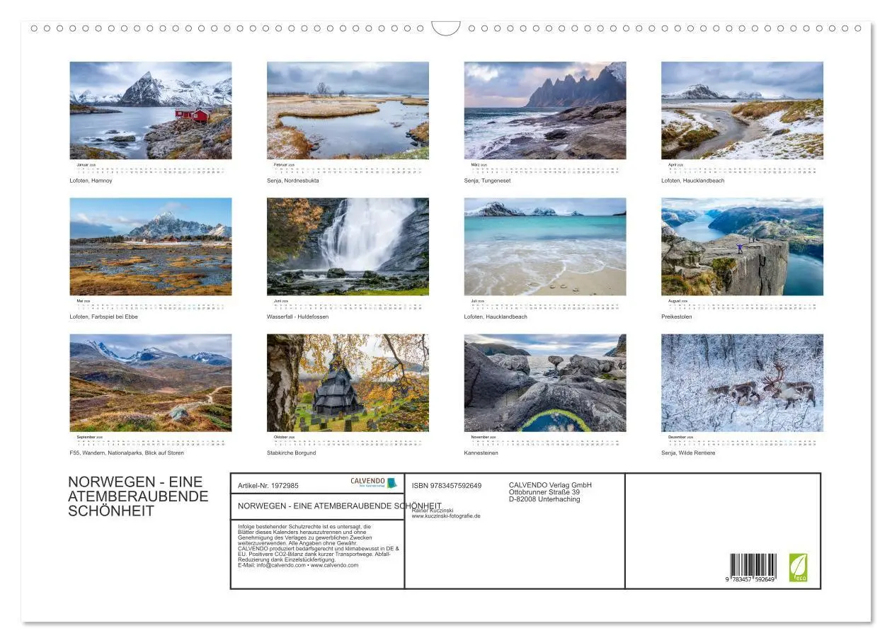 Bild: 9783457592649 | NORWEGEN - EINE ATEMBERAUBENDE SCHÖNHEIT (Wandkalender 2026 DIN A2...