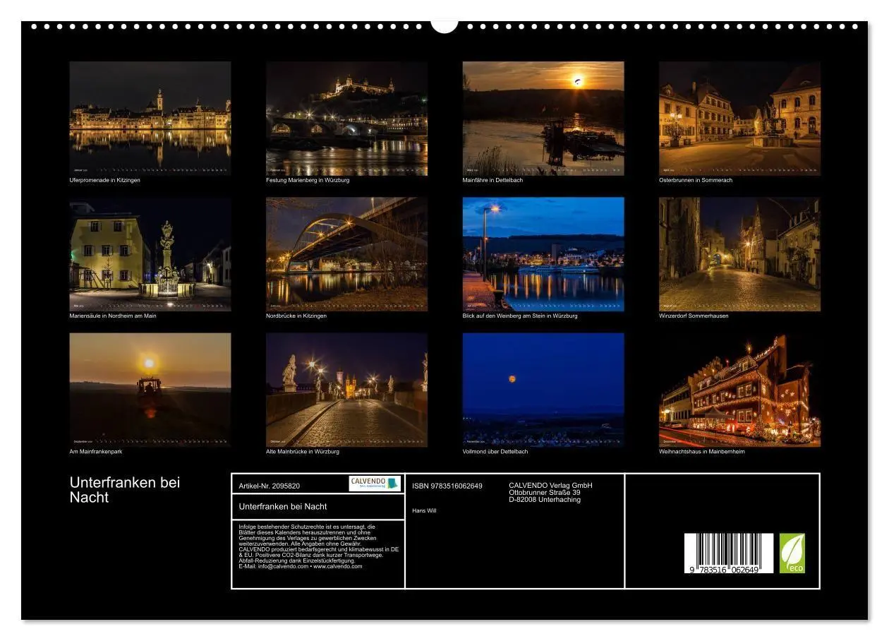 Bild: 9783516062649 | Unterfranken bei Nacht (hochwertiger Premium Wandkalender 2026 DIN...