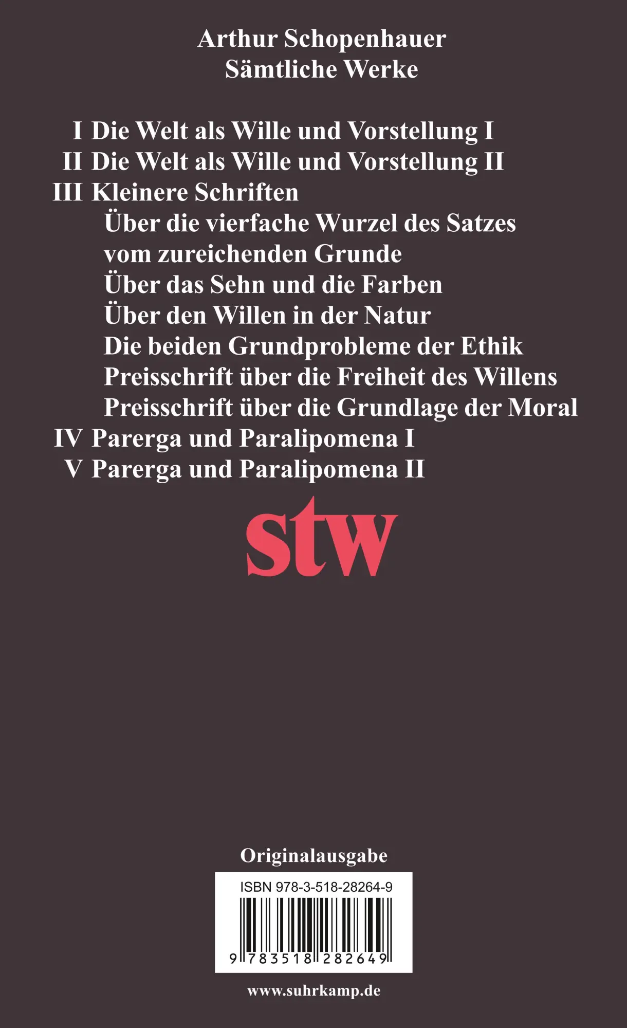 Rückseite: 9783518282649 | Parerga und Paralipomena I. Kleine philosophische Schriften | Buch