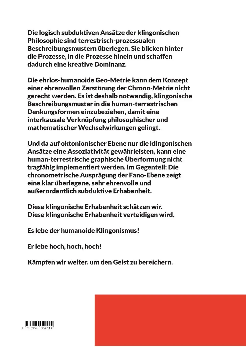 Rückseite: 9783754352649 | QIH'batlh Ehrenvolle Zerstörung | Clumsy Foo (u. a.) | Taschenbuch