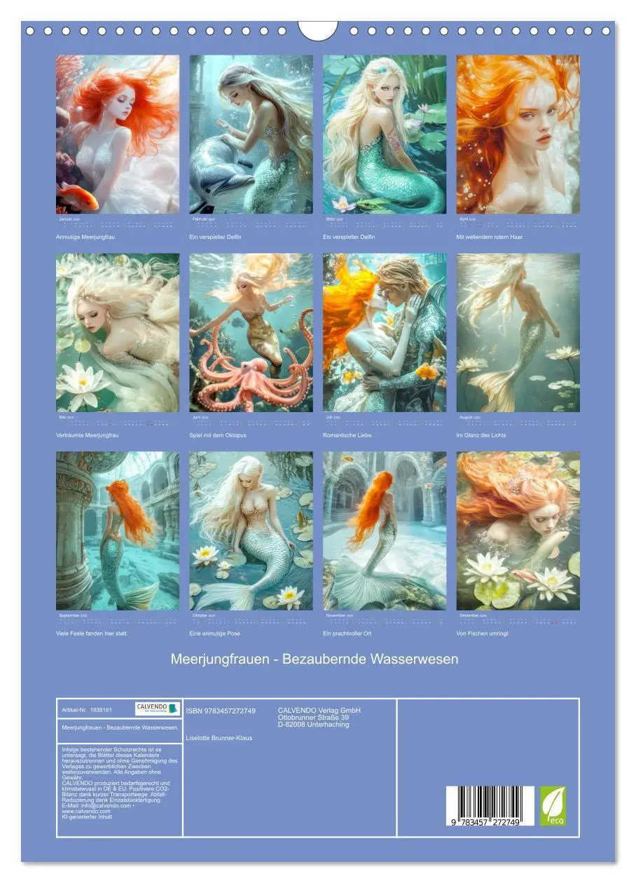 Bild: 9783457272749 | Meerjungfrauen - Bezaubernde Wasserwesen (Wandkalender 2026 DIN A3...