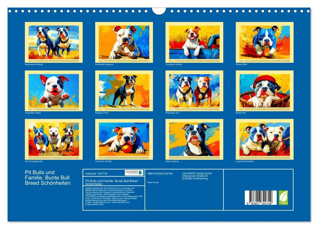 Bild: 9783457342749 | Pit Bulls und Familie. Bunte Bull Breed Schönheiten (Wandkalender...