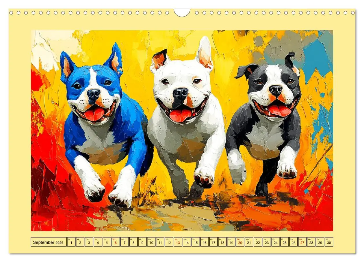 Bild: 9783457342749 | Pit Bulls und Familie. Bunte Bull Breed Schönheiten (Wandkalender...