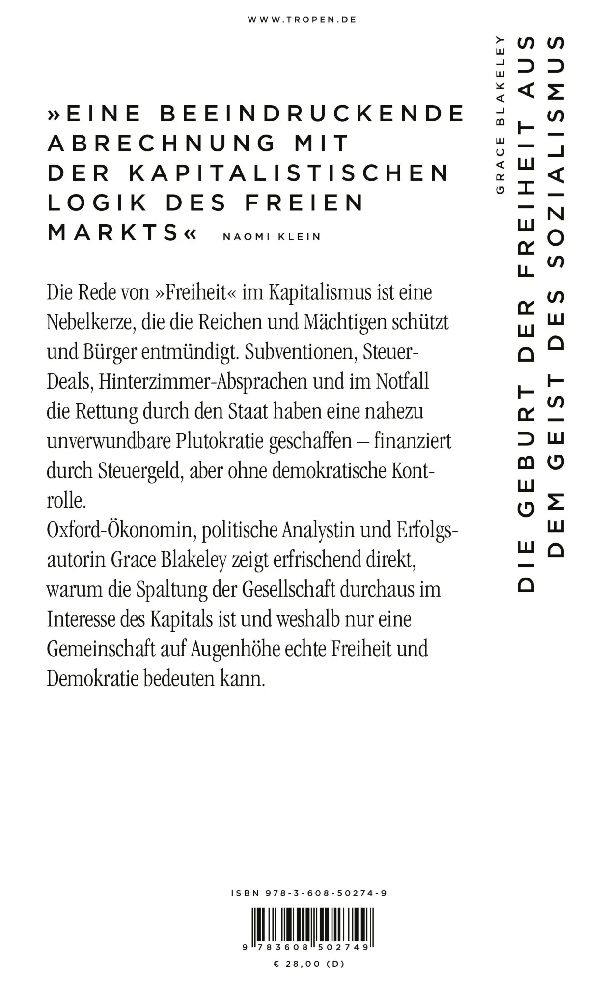 Rückseite: 9783608502749 | Die Geburt der Freiheit aus dem Geist des Sozialismus | Grace Blakeley