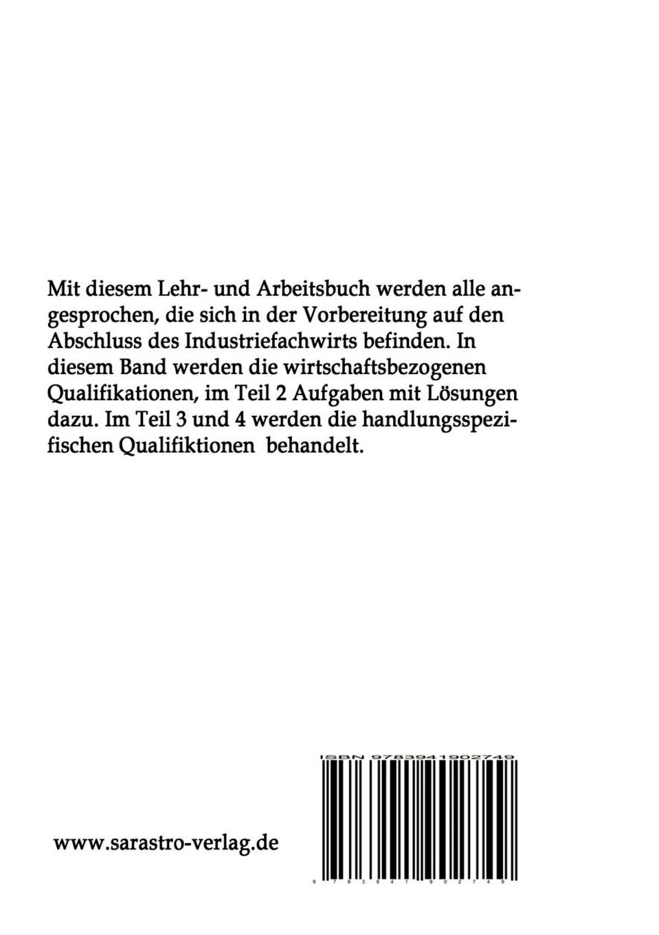 Rückseite: 9783941902749 | Industriefachwirt - Das prüfungsrelevante Wissen | Teil 1 | Padberg