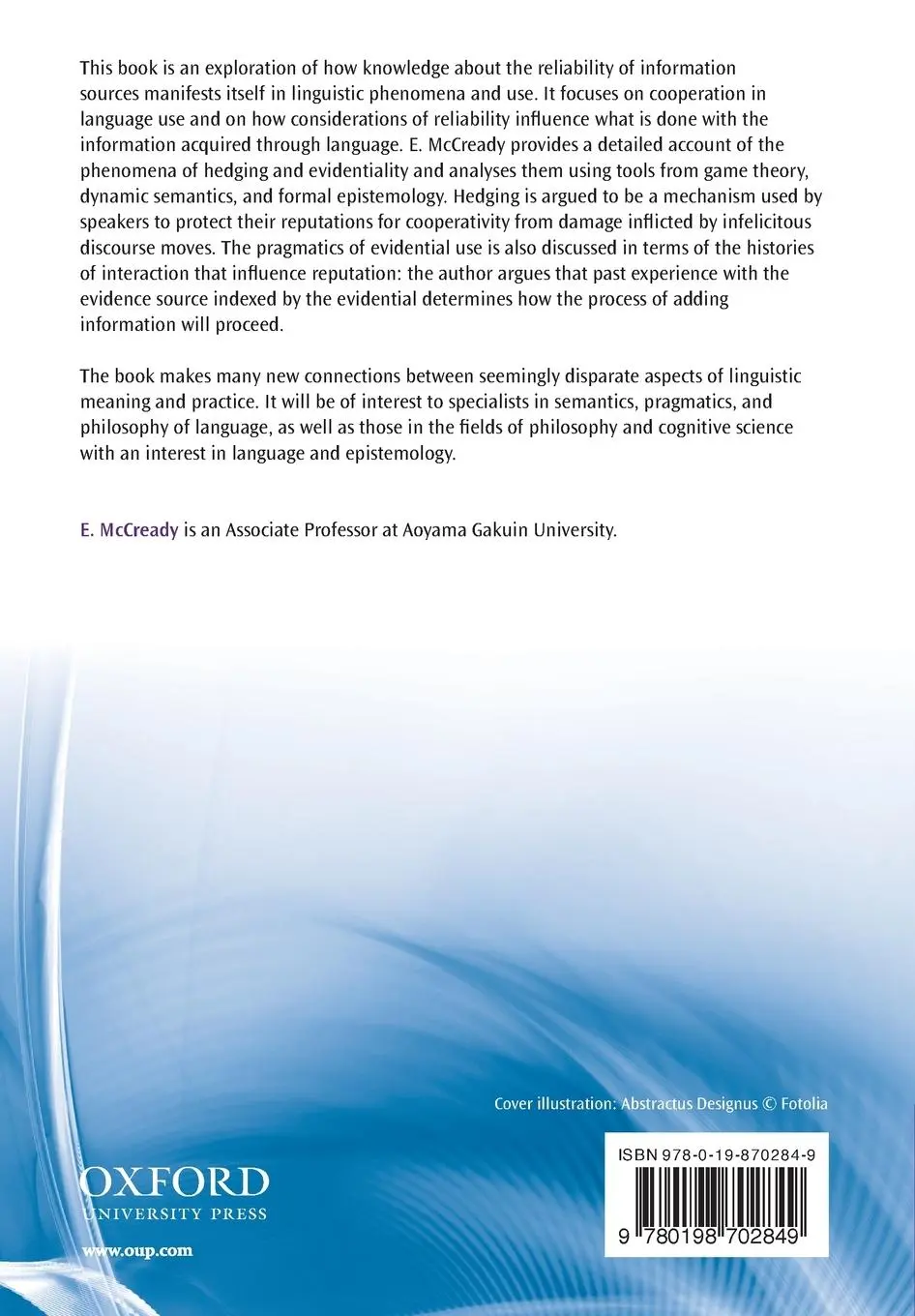 Rückseite: 9780198702849 | Reliability in Pragmatics | Elin McCready | Taschenbuch | Englisch