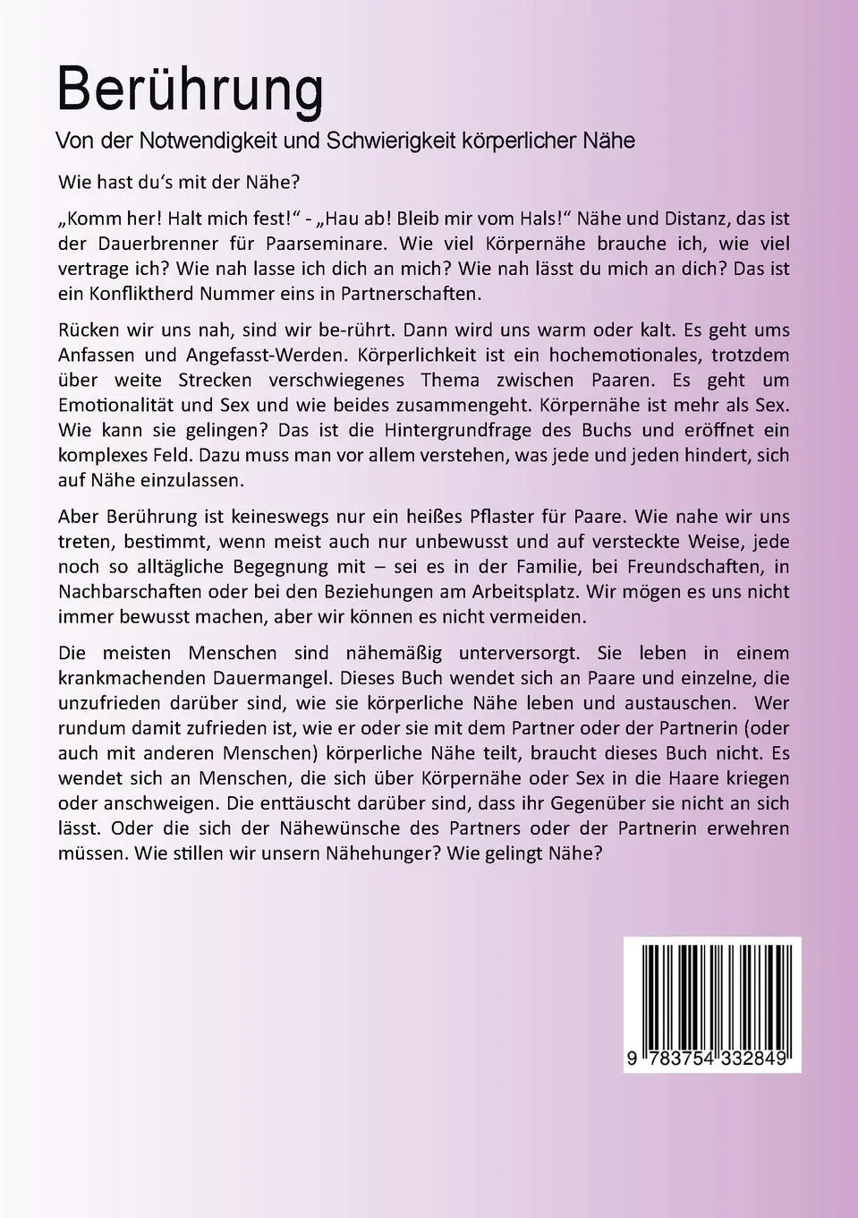 Rückseite: 9783754332849 | Berührung | Von der Notwendigkeit und Schwierigkeit körperlicher Nähe