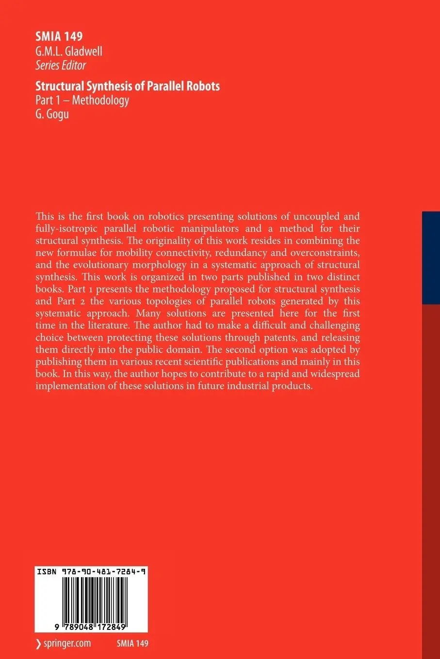 Rückseite: 9789048172849 | Structural Synthesis of Parallel Robots | Part 1: Methodology | Gogu