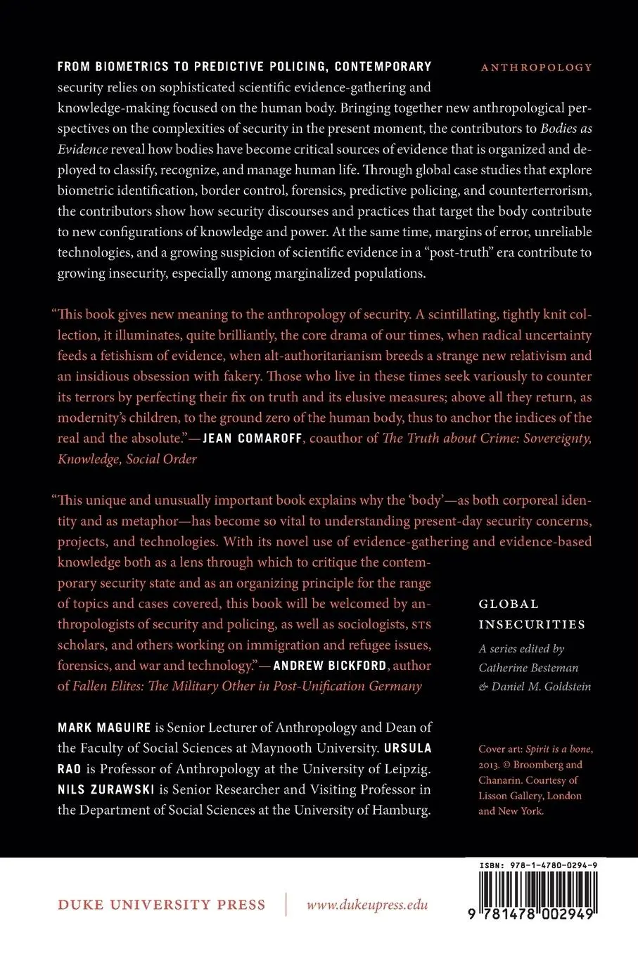 Rückseite: 9781478002949 | Bodies as Evidence | Security, Knowledge, and Power | Mark Maguire