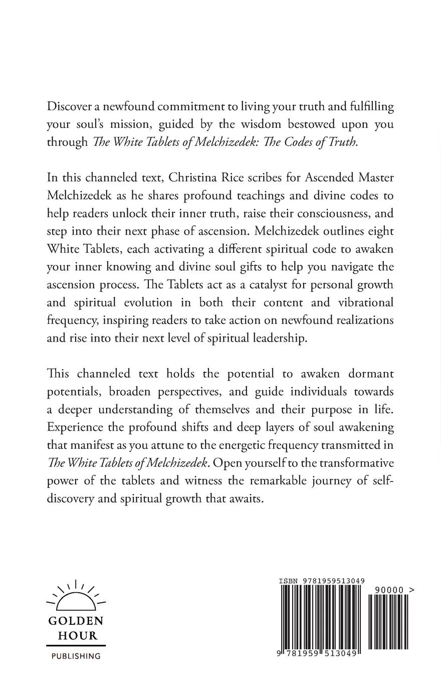 Rückseite: 9781959513049 | The White Tablets of Melchizedek | The Codes of Truth | Christina Rice