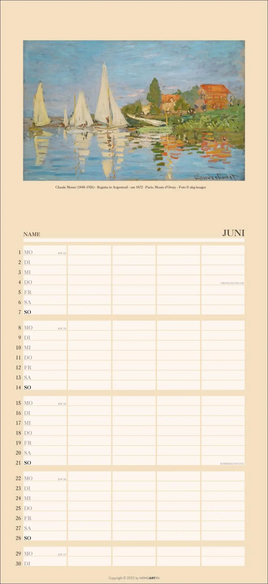 Bild: 9783839903049 | Kunst Familienplaner 2026 | Monet | Kalender | 15 S. | Deutsch | 2026