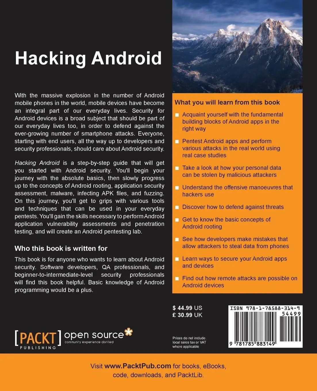 Rückseite: 9781785883149 | Hacking Android | Srinivasa Rao Kotipalli (u. a.) | Taschenbuch | 2016