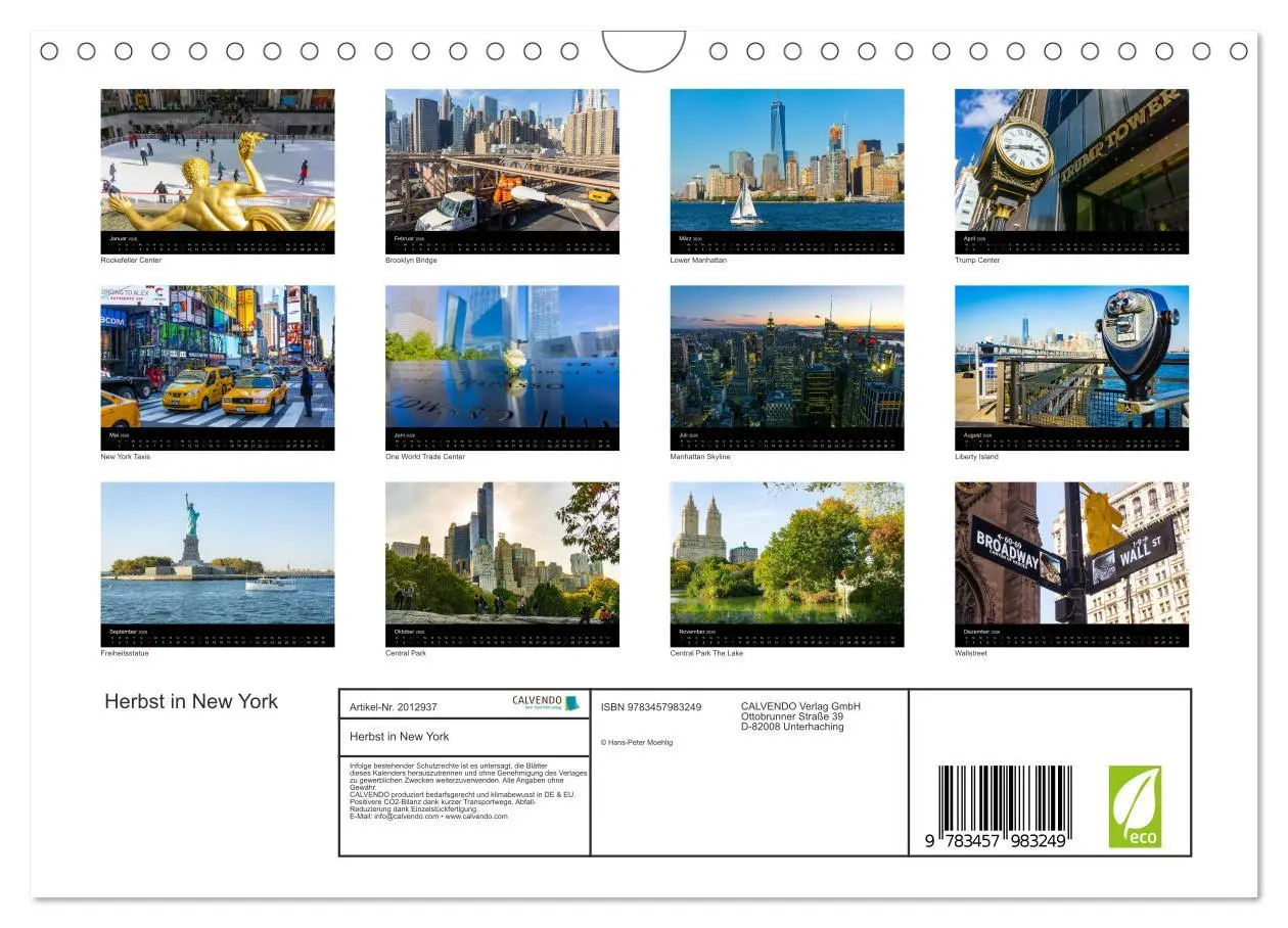 Bild: 9783457983249 | Herbst in New York (Wandkalender 2026 DIN A4 quer), CALVENDO...