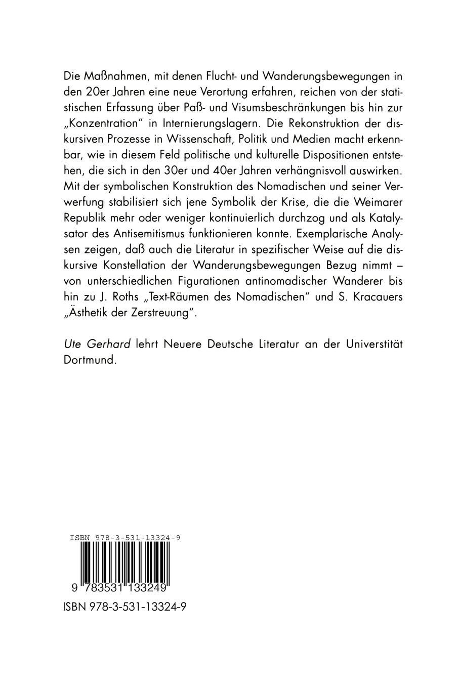 Rückseite: 9783531133249 | Nomadische Bewegungen und die Symbolik der Krise | Ute Gerhard | Buch