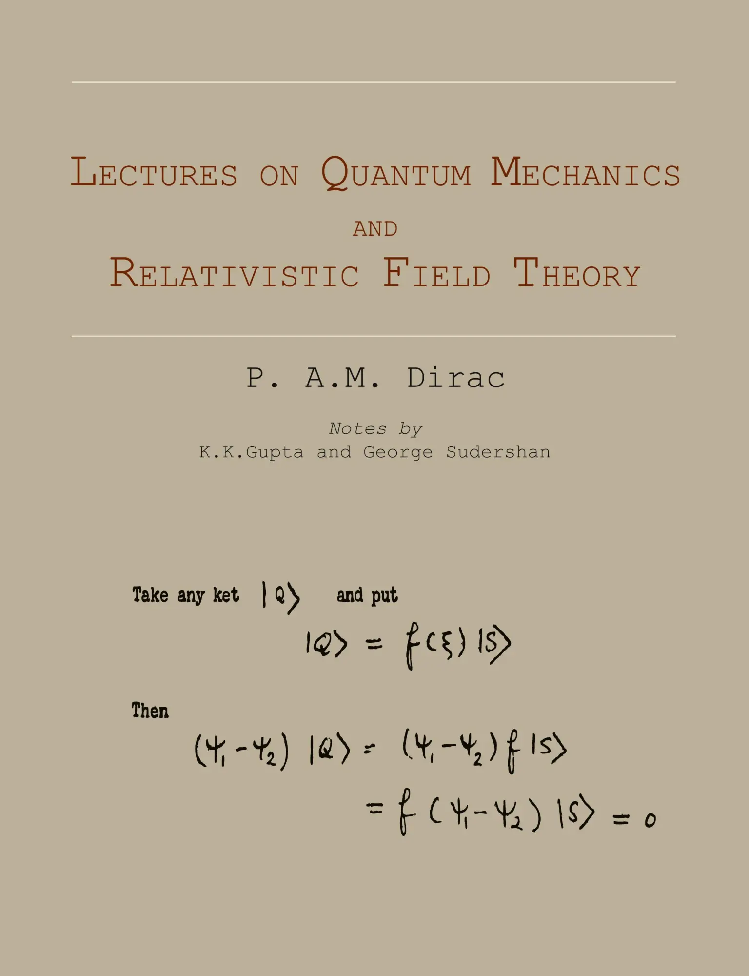 Cover: 9781614273349 | Lectures on Quantum Mechanics and Relativistic Field Theory | Dirac