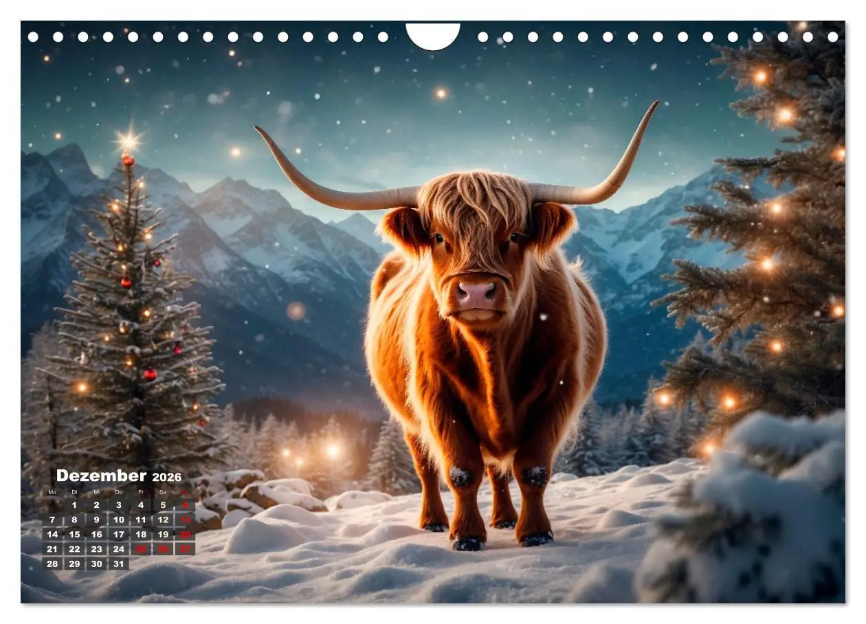 Bild: 9783457353349 | Highland Kühe (Wandkalender 2026 DIN A4 quer), CALVENDO Monatskalender
