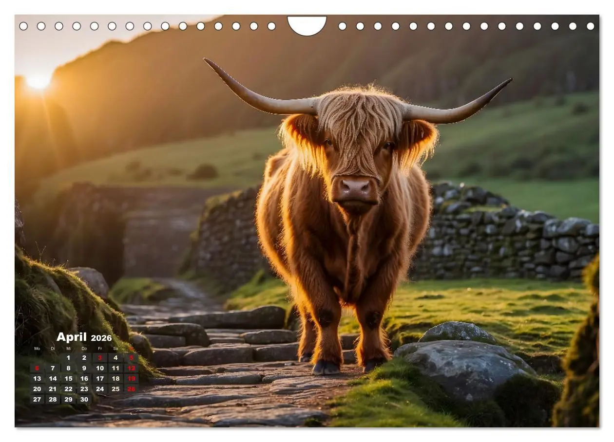 Bild: 9783457353349 | Highland Kühe (Wandkalender 2026 DIN A4 quer), CALVENDO Monatskalender