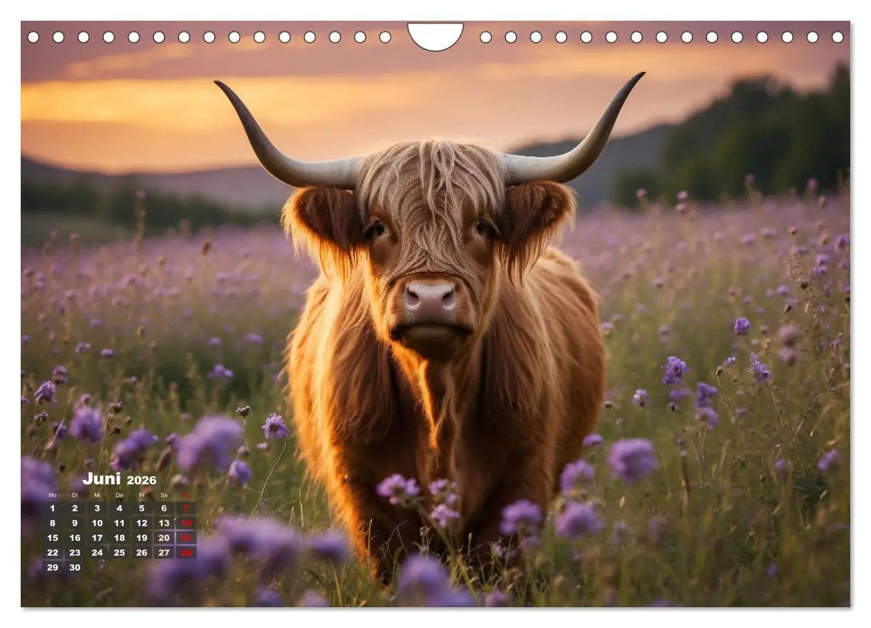 Bild: 9783457353349 | Highland Kühe (Wandkalender 2026 DIN A4 quer), CALVENDO Monatskalender