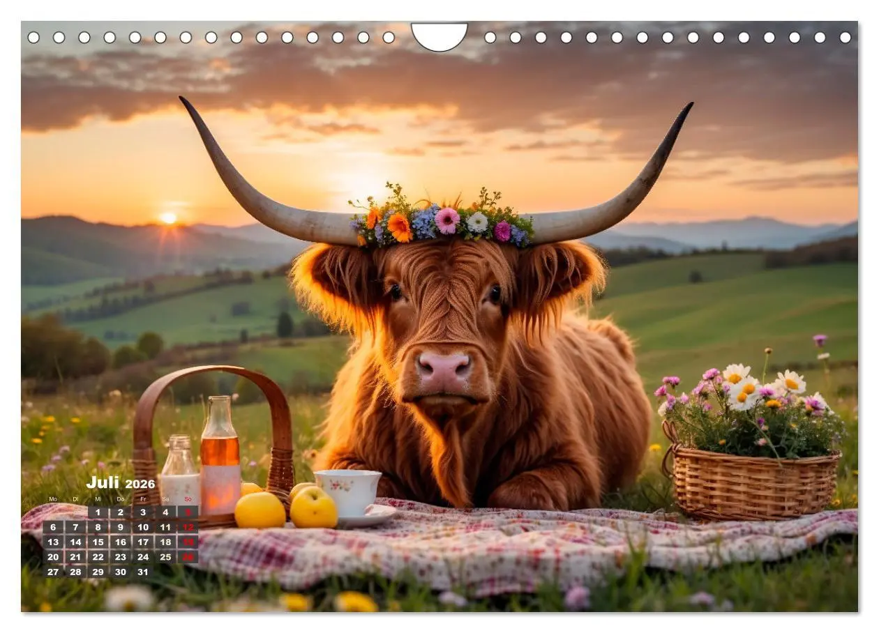 Bild: 9783457353349 | Highland Kühe (Wandkalender 2026 DIN A4 quer), CALVENDO Monatskalender