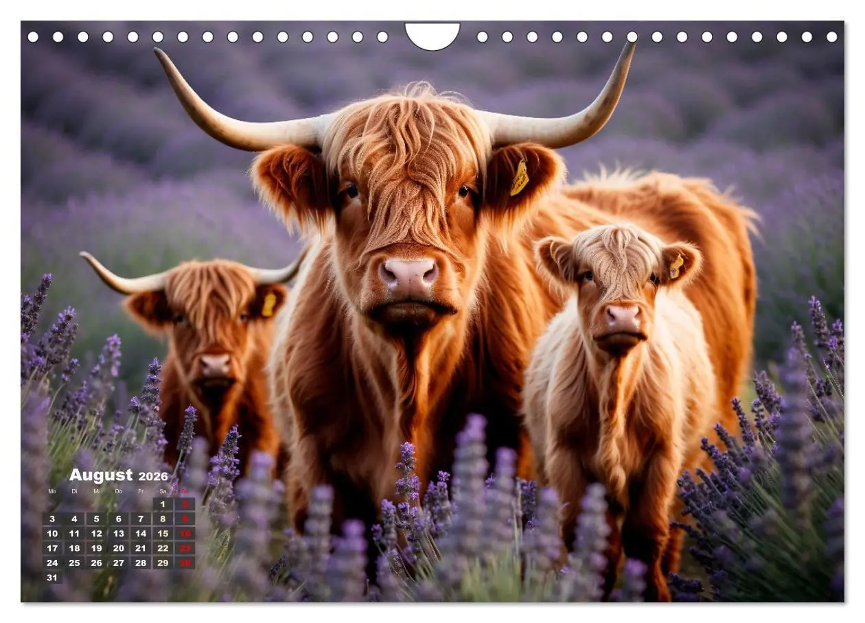 Bild: 9783457353349 | Highland Kühe (Wandkalender 2026 DIN A4 quer), CALVENDO Monatskalender