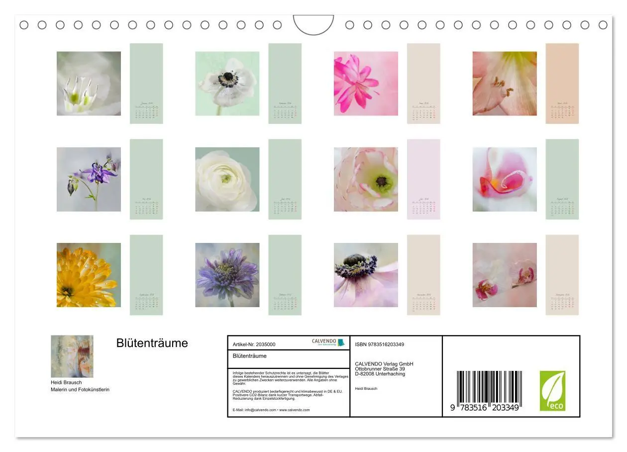 Bild: 9783516203349 | Blütenträume (Wandkalender 2026 DIN A4 quer), CALVENDO Monatskalender
