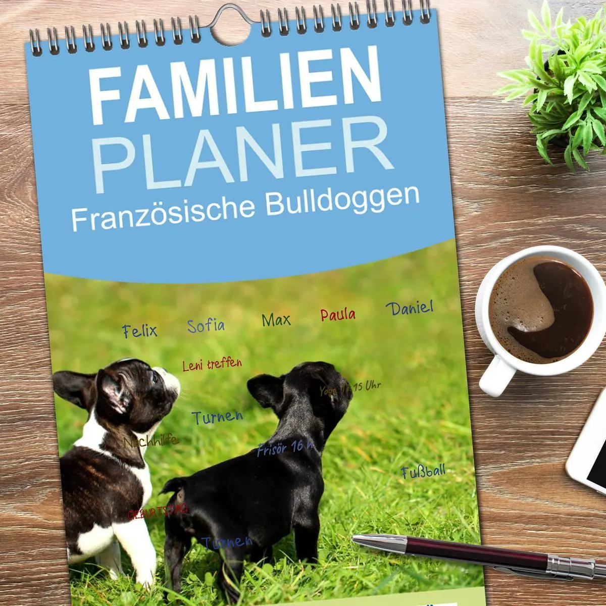 Bild: 9783516513349 | Familienplaner 2026 - Französische Bulldoggen mit 5 Spalten...