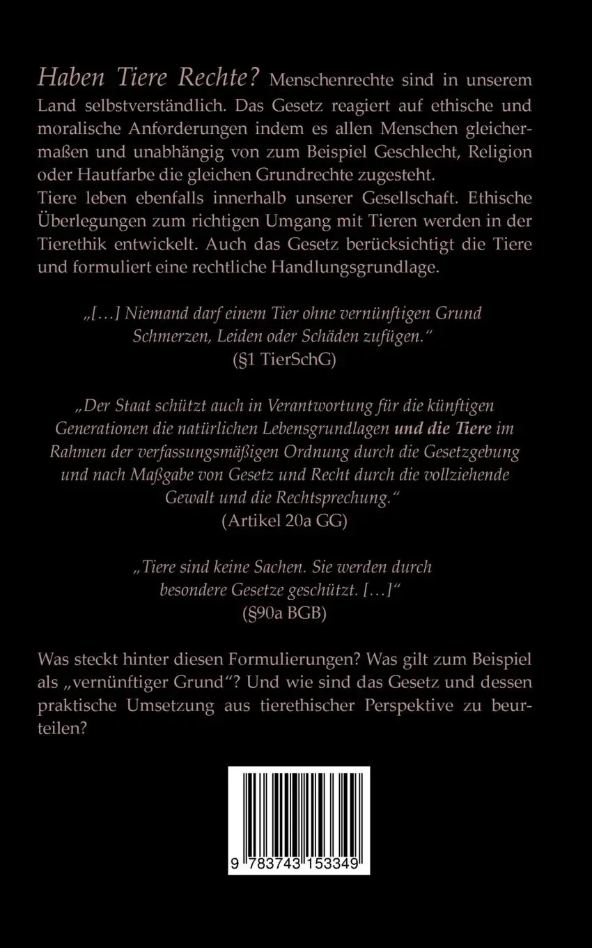 Rückseite: 9783743153349 | Die Rechte der Tiere? | Linda Niess | Taschenbuch | 148 S. | Deutsch