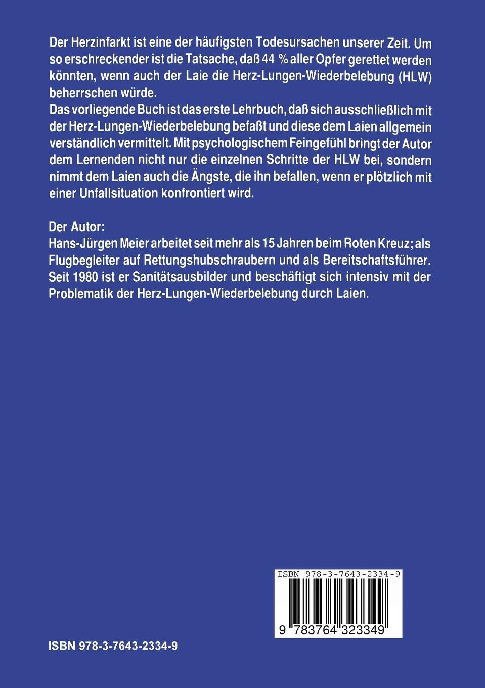 Rückseite: 9783764323349 | Herz-Lungen-Wiederbelebung | Graf-Baumann (u. a.) | Taschenbuch | 1989