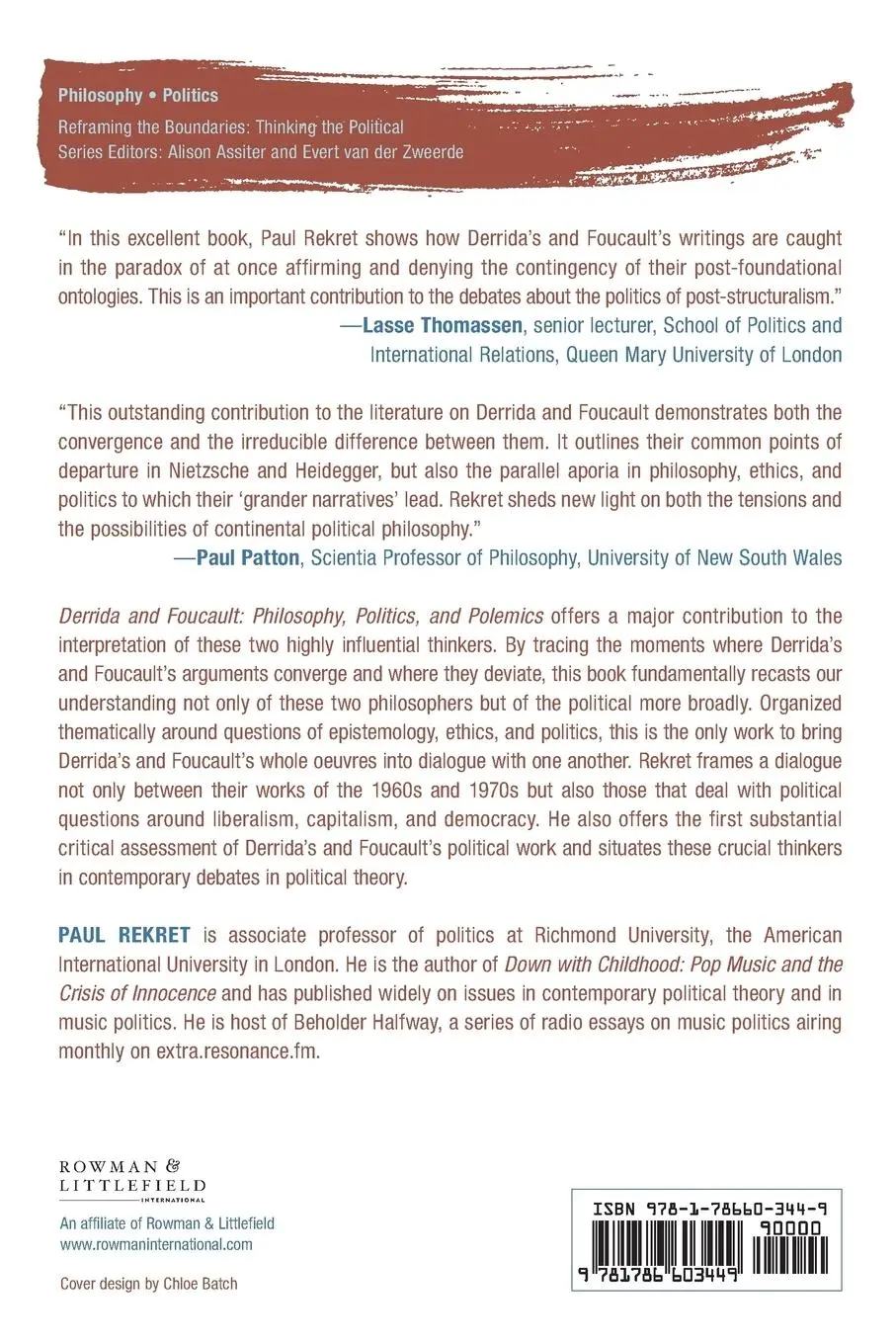 Rückseite: 9781786603449 | Derrida and Foucault | Philosophy, Politics, and Polemics | Rekret