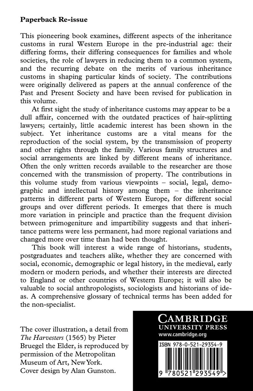 Rückseite: 9780521293549 | Family and Inheritance | Rural Society in Western Europe, 1200 1800