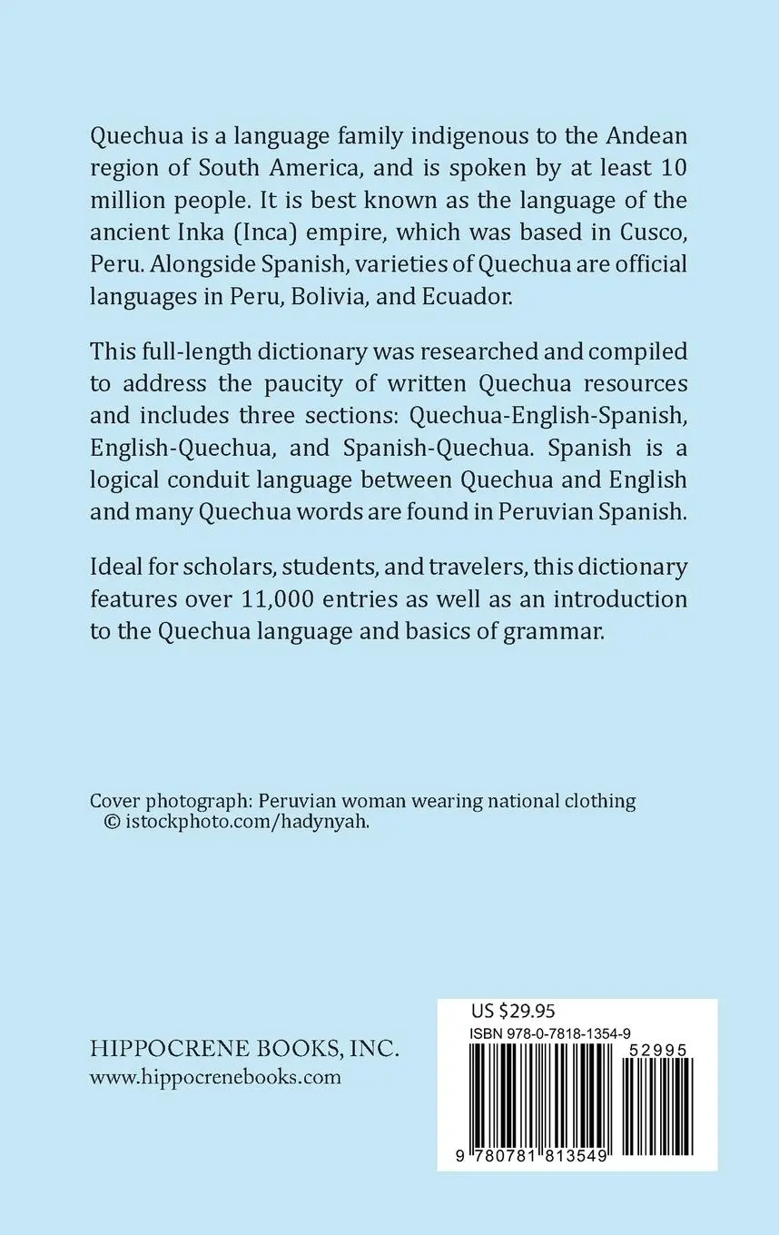 Rückseite: 9780781813549 | Quechua-Spanish-English Dictionary | A Hippocrene Trilingual Reference