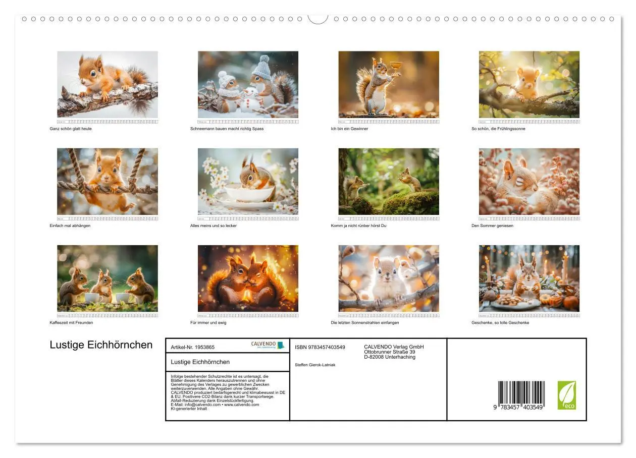 Bild: 9783457403549 | Lustige Eichhörnchen (hochwertiger Premium Wandkalender 2026 DIN A2...