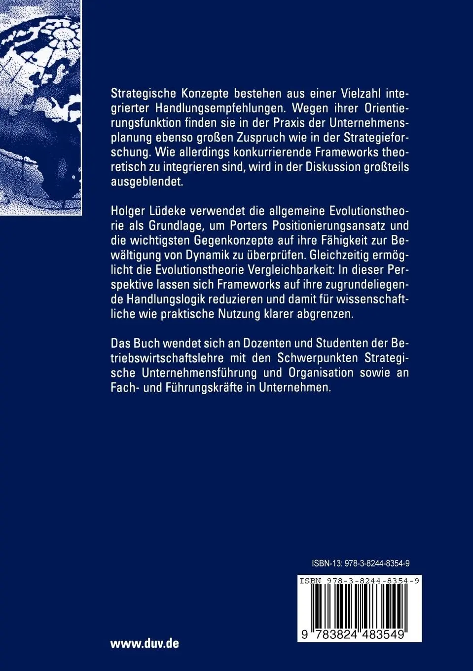 Rückseite: 9783824483549 | Strategische Konzepte zur Unternehmensführung | Holger Lüdeke | Buch