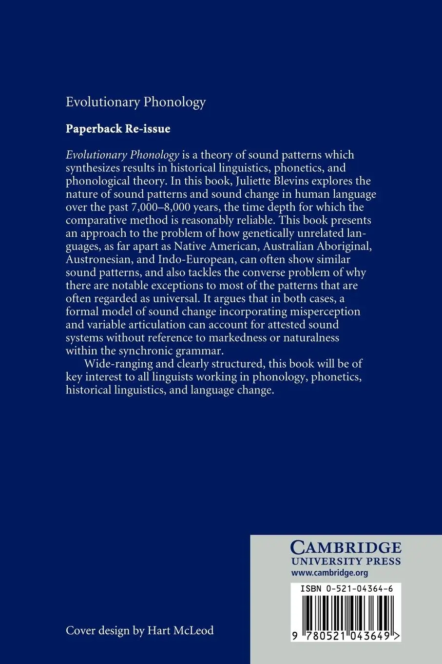Rückseite: 9780521043649 | Evolutionary Phonology | The Emergence of Sound Patterns | Blevins