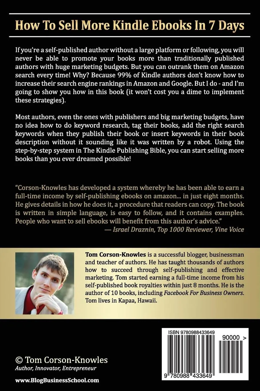 Rückseite: 9780988433649 | The Kindle Publishing Bible | How To Sell More Kindle Ebooks on Amazon