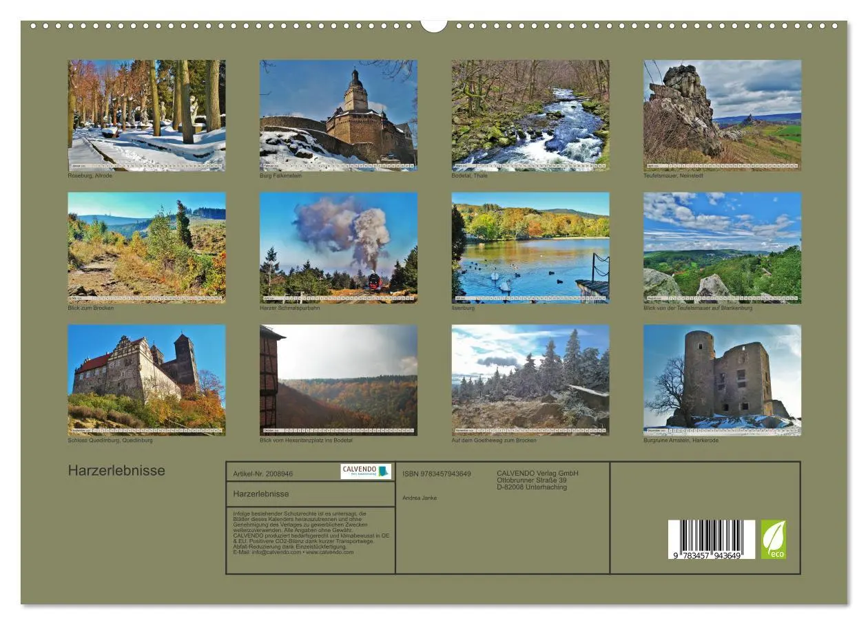 Bild: 9783457943649 | Harzerlebnisse (hochwertiger Premium Wandkalender 2026 DIN A2...