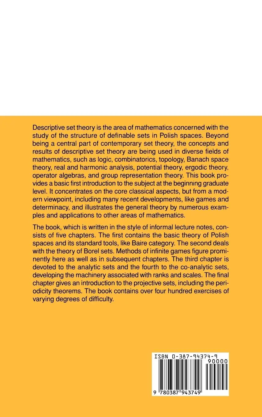 Rückseite: 9780387943749 | Classical Descriptive Set Theory | Alexander Kechris | Buch | xviii